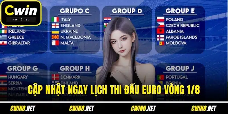 Cập nhật ngay lịch thi đấu euro vòng 1/8